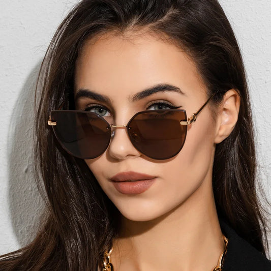 Frame Gradient Lens Vintage Metal Frame Sunglasses
