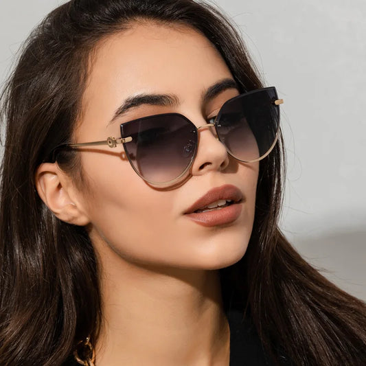Frame Gradient Lens Vintage Metal Frame Sunglasses