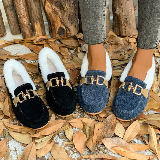 New Women Snow Flats Boots Winter Warm Plush Outdoor Boots Women Winter Casual Flats Shoes Women Fashion Flat Comfortable Shoes