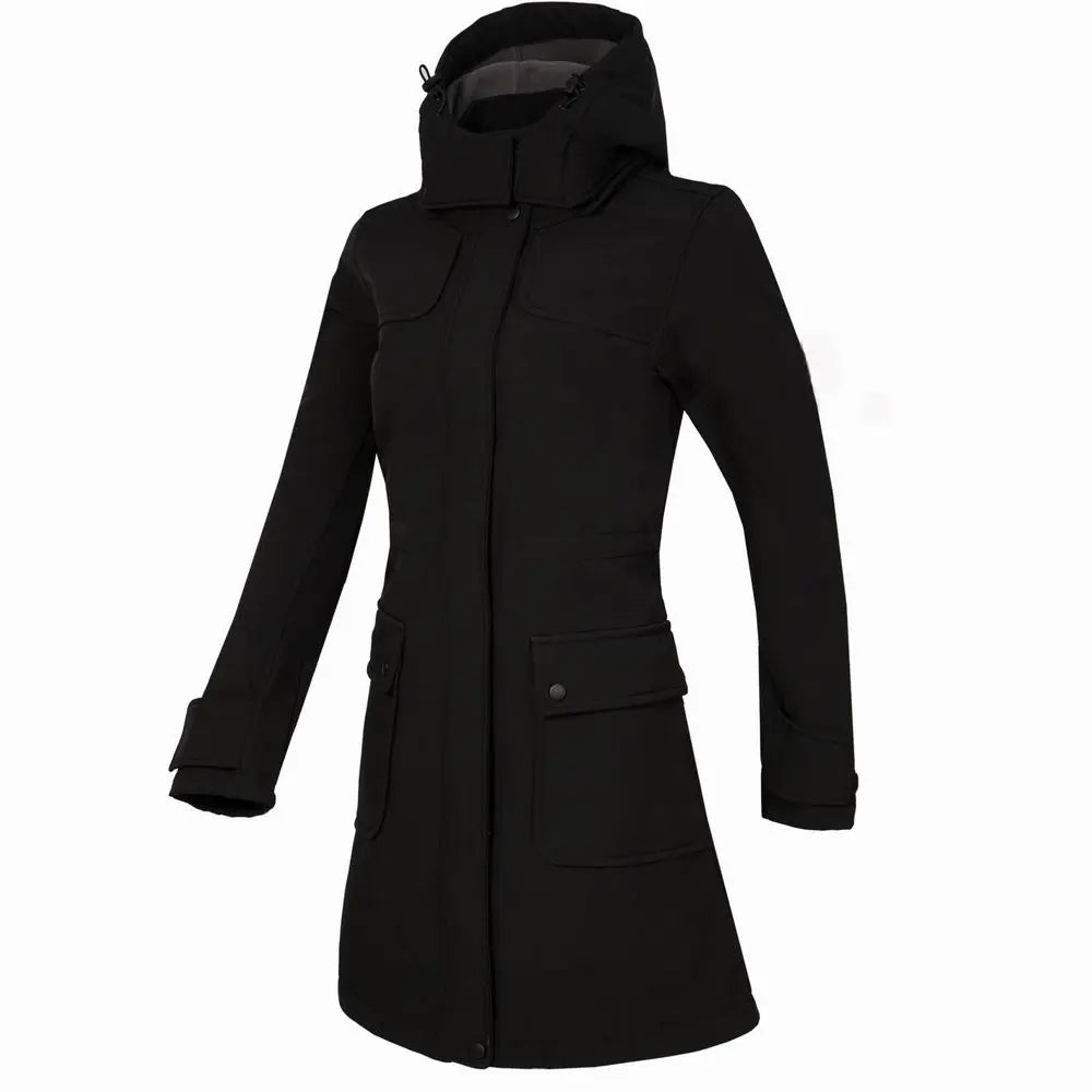 Chaqueta impermeable clásica larga con capucha para mujer | Ideal para actividades al aire libre