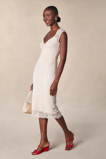 Vestido midi con lazo de encaje floral Nora