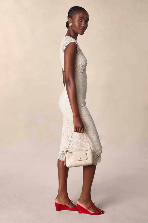 Vestido midi con lazo de encaje floral Nora