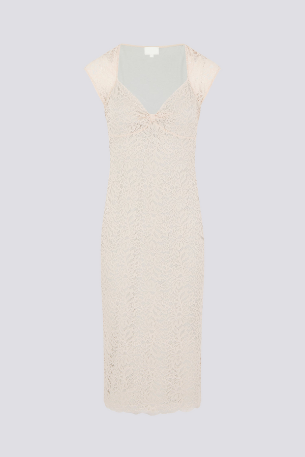 Vestido midi con lazo de encaje floral Nora