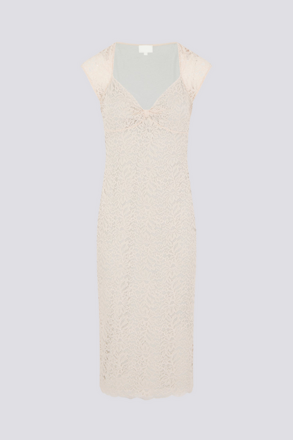 Vestido midi con lazo de encaje floral Nora