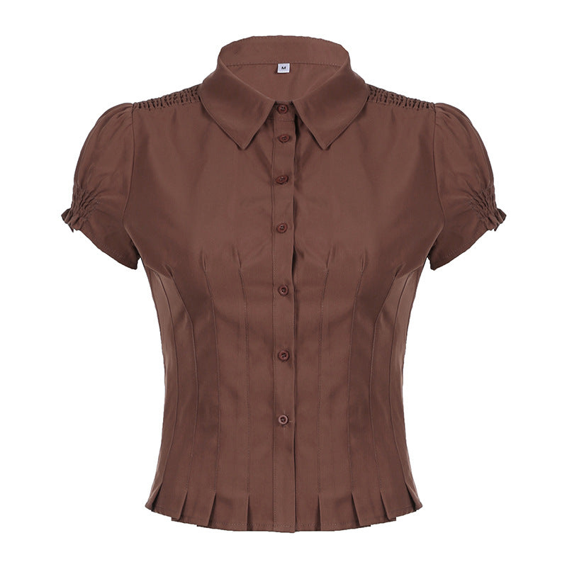 Amaria Brown Puff Sleeve Top