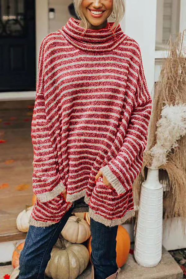 Perfect Timing Stripe Pocketed Tunic Sweater