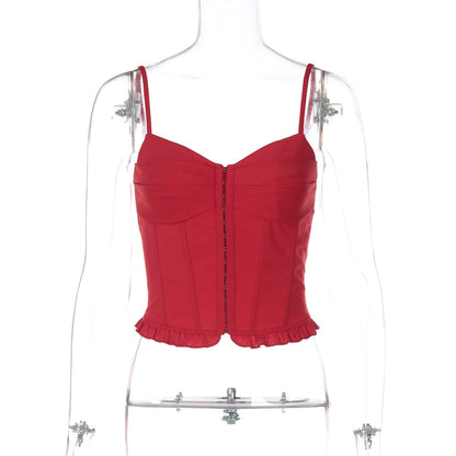 Mahina Strappy Button-Front Crop Top