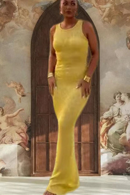 U Neck Sleeveless Sequin Bodycon Maxi Dress