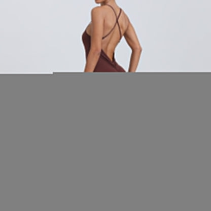 Adjustable Shoulder Strap Horn Yoga Jumpsuit Sports Fitness Hollow Out Cutout Hip Lifting Yoga Jumpsuit