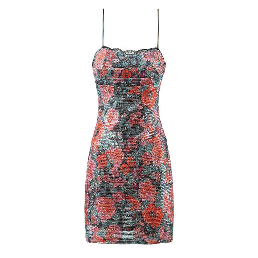 Sexy Rose Sequin Sling Dress Women Summer Girls Slim Fit Hip Wrapped Short Dress