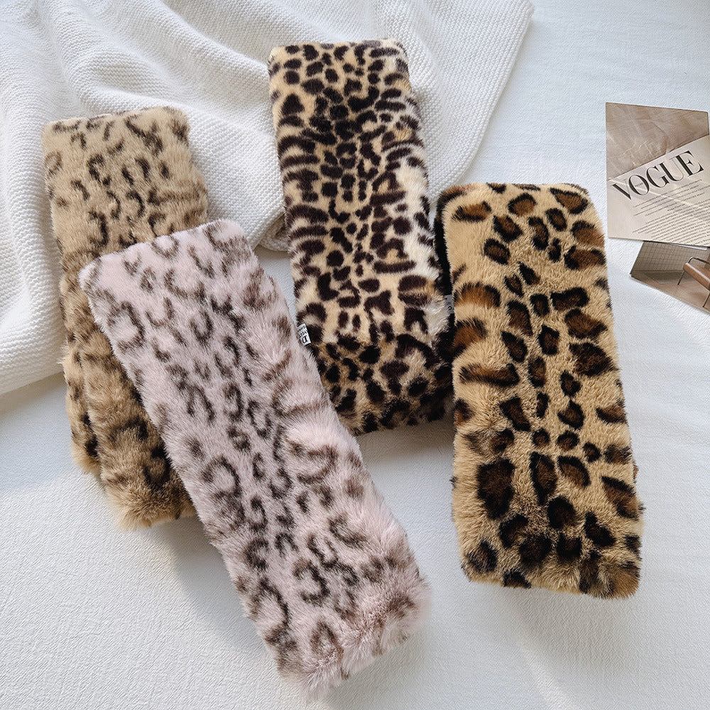 Leopard Print Faux Fur Alt-Culture Warm Scarf