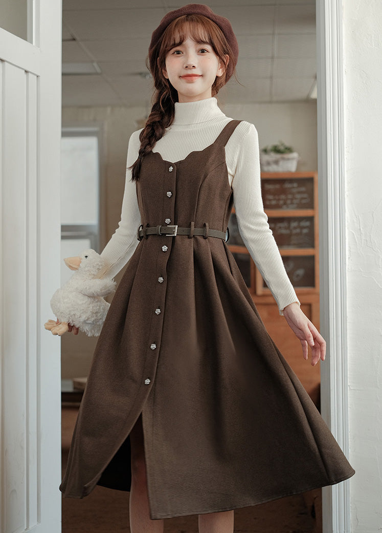 Button Up Scallop Cami Dress