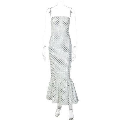 Azaria Polka Dot Strapless Midi Dress
