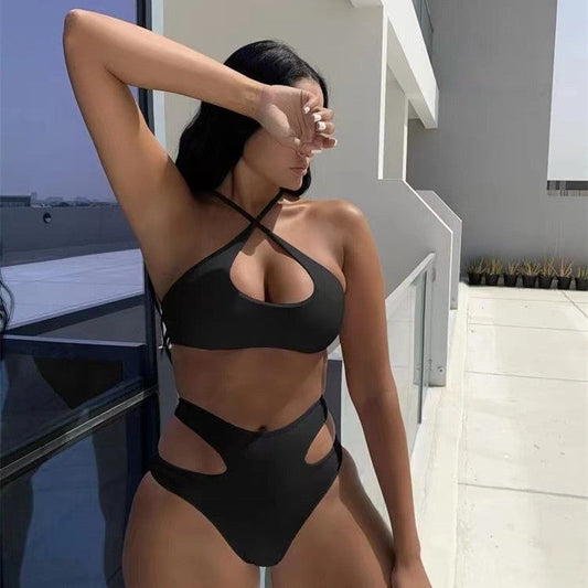 Solid Sheer Strappy Bikini Sets