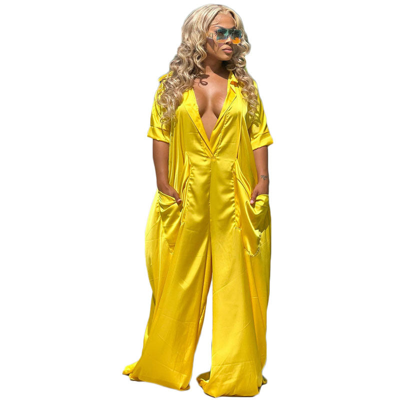 Women Clothing Summer Sexy Women Clothing Loose V neck Jumpsuit