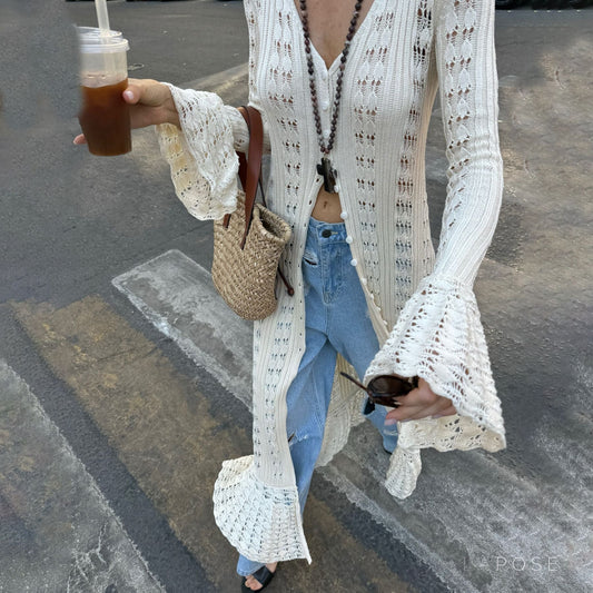 Aiden Crochet Long Cardigan