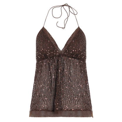 Christine Sequin Halter Skirt Set