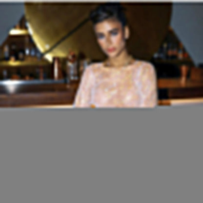 Fashionable Sequ Furry Skirt Set Women Sexy Nightclub Women round Neck Sexy Long Sleeve Short Dress