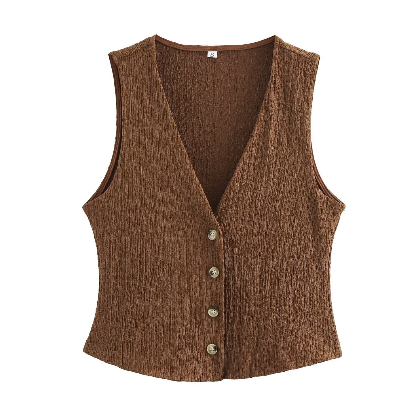 Women Texture Single Breasted Vest Jacket High Waist Straight Leg Pants Casual Two Piece Sets