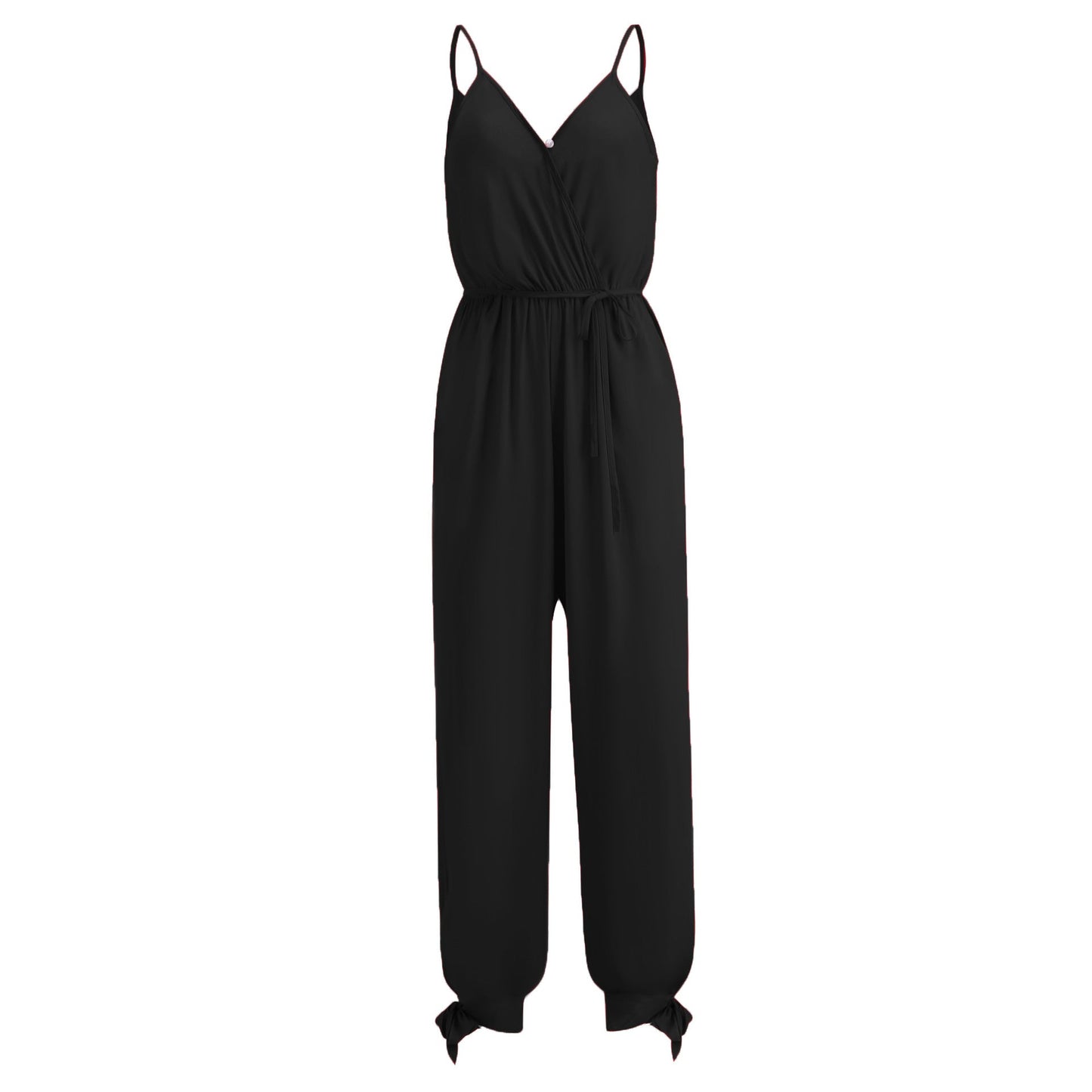 Spring Summer Sexy Backless Tether Deep V Plunge Plunge neck Strap Long Conjoined Trousers