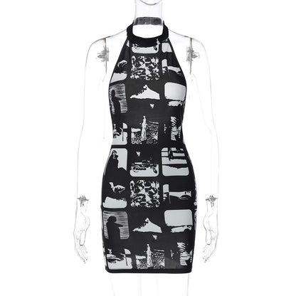 Women Clothing Summer Sexy Sexy Backless Slim Fit Sheath Dress