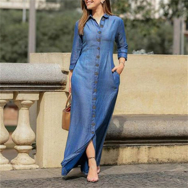 Chic Denim Maxi Dress | Great for Everyday Wear
