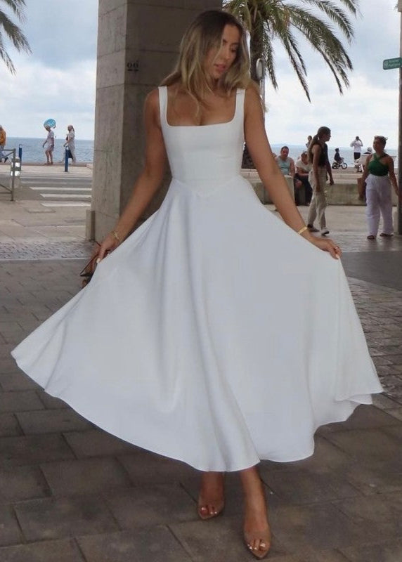 Celeste Charm - Square Neck Midi Dress