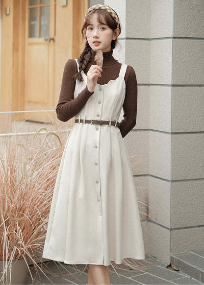 Button Up Scallop Cami Dress