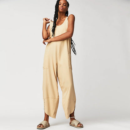 Women Clothing Pocket Jumpsuit Women Casual Solid Color Bib Suspender Jumpsuit