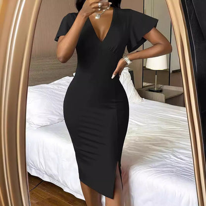 Spring Summer Sexy Sexy High Elastic Solid Color Women Dress Women Clothing
