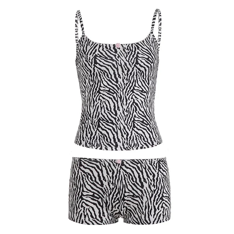 Danica Zebra Print Shorts Set