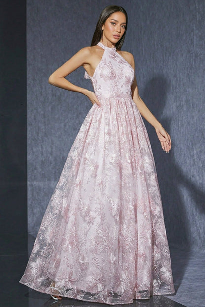 Bea Neckline Pink Mesh Maxi Dress