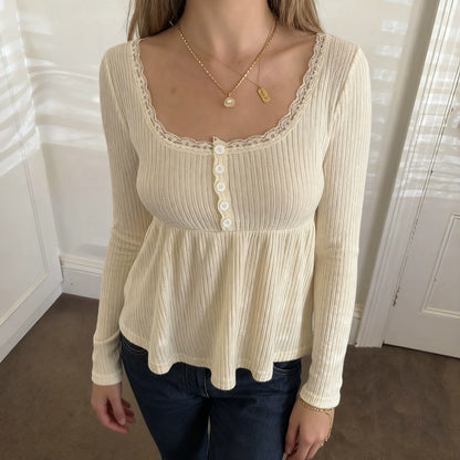 Aaleiya Lace Square Neck Top