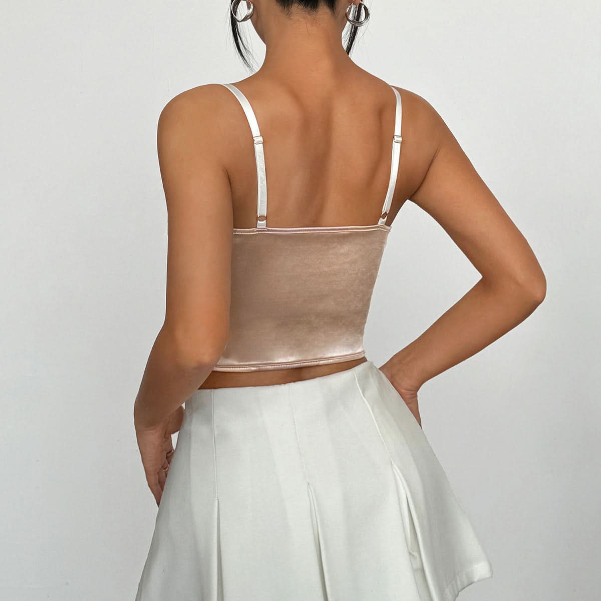 V neck lace hem corset embroidery cami top  | Festival Outfits Women