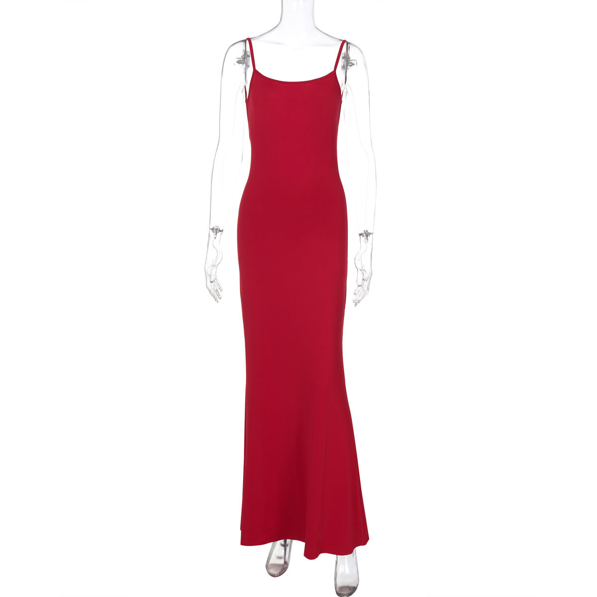 Spring Women Clothing Sexy Slim Fit Backless Sling Solid Color Dress Women