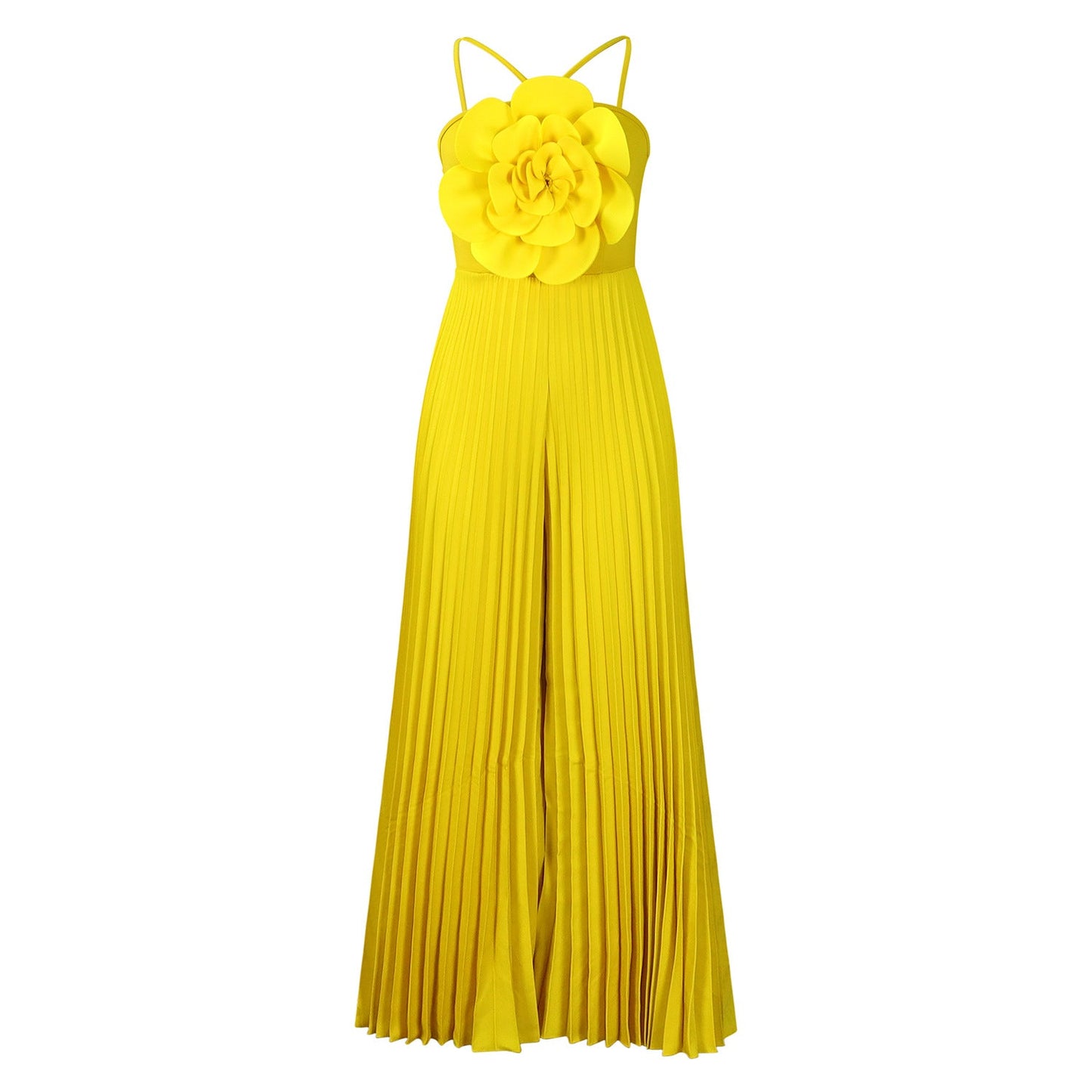 Women Clothing Summer Halter Three Dimensional Floral Solid Color Wide Leg plus Size Jumpsuit