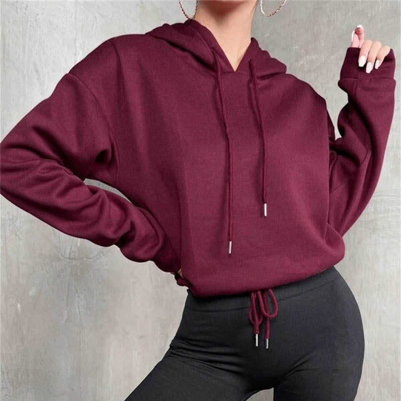 Autumn Women Clothing Pullover Sweatshirt Top Hooded Loose Women Sweatshirt