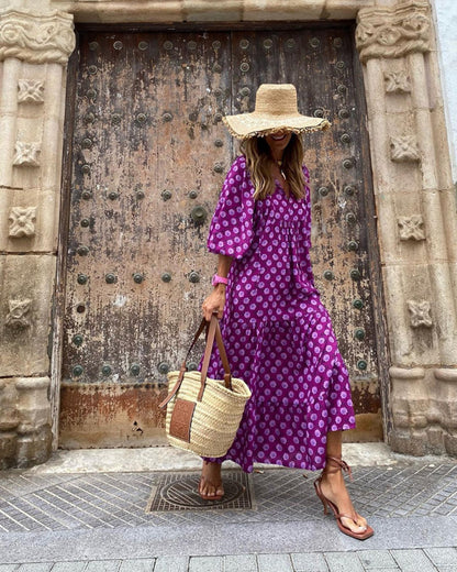 Women's fashionable street picnic bubble sleeve layered elegant party MIDI dress