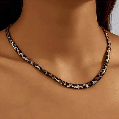 Leopard Print Collar Statement Necklace