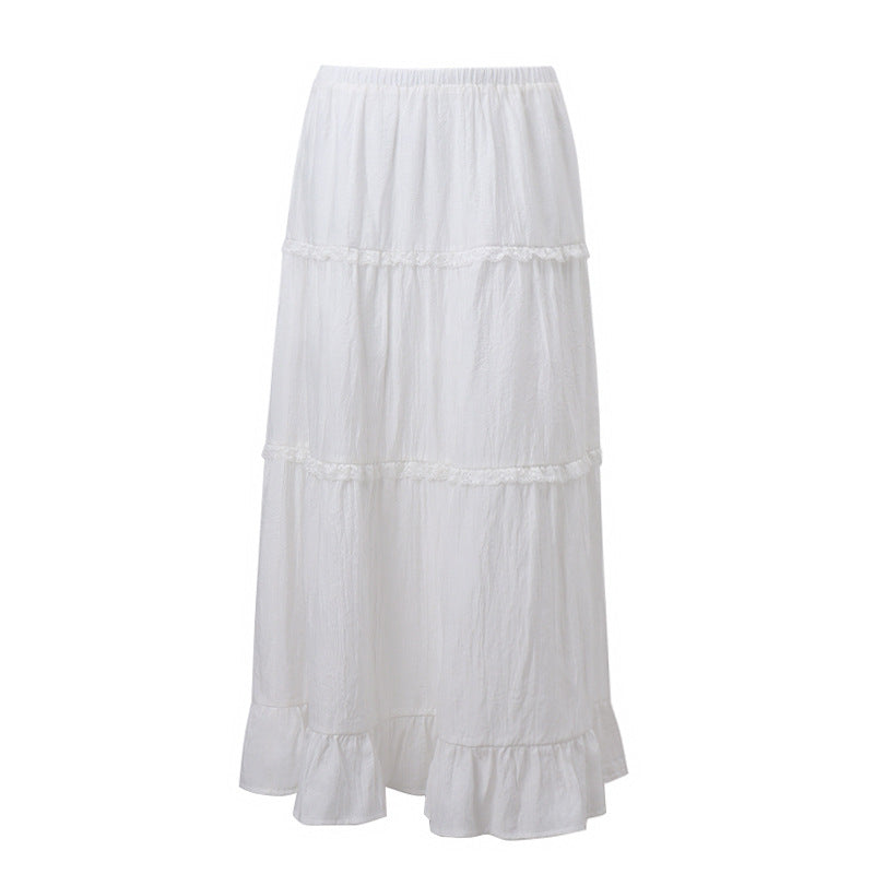 Fashionable French Sweet Sexy Two Piece Suit Summer Women Off Shoulder Tube Top Skirt No Belt