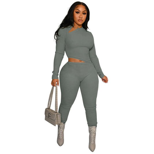 Women Clothing Casual Cropped Outfit Solid Color Jumpsuit Women Clothing