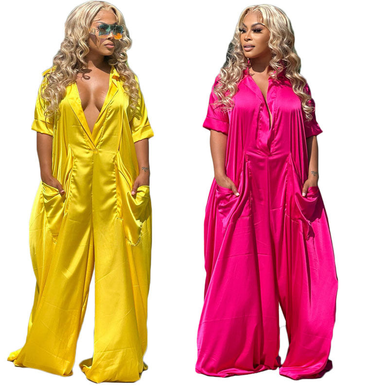 Women Clothing Summer Sexy Women Clothing Loose V neck Jumpsuit