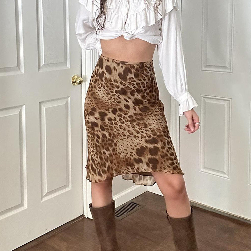 Zena Leopard Mesh Midi Skirt