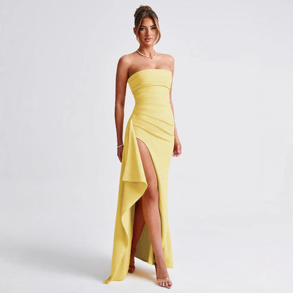 Dress Summer Sexy Side Slit Irregular Asymmetric Hip Wrapped Dress