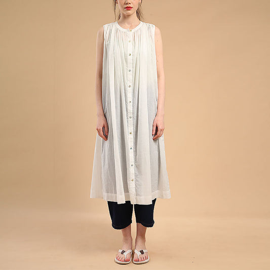 French Pleating Dress Summer Western Paris Yarn Loose Large Dress A Line Dress Can Be Used as Blouse