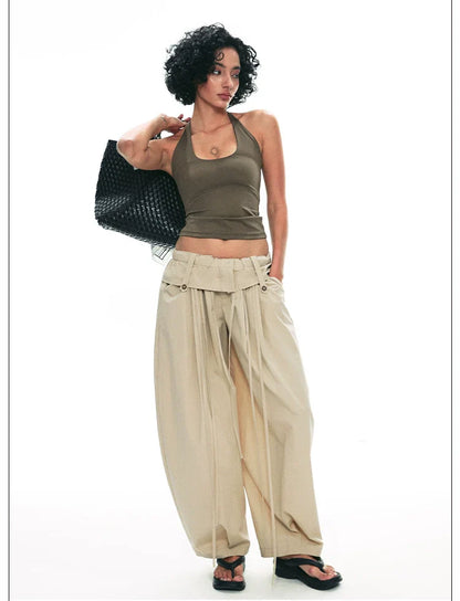 Wide-Leg Paper Bag Trousers