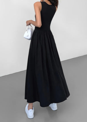 Isla Flowy Maxi Dress – Sleeveless White Summer Dress with Pockets