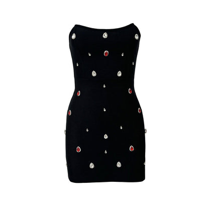 Exquisite Rhinestone Special Interest Design Tube Top Bandage Dress Party Gathering Tuxedo Dress