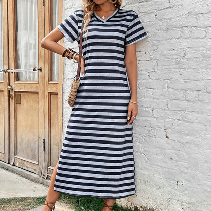 Women Loose Comfortable Striped Casual Dress