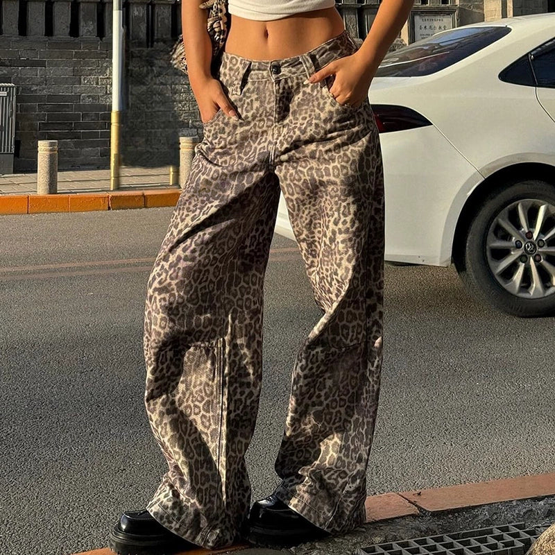 Jasleen Leopard Print High Waist Jeans